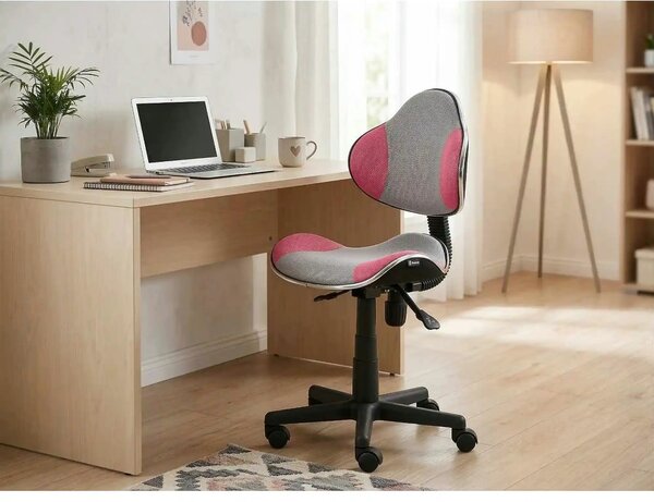 Scaun de birou pentru copii Q-G2, roz/gri, stofa mesh, 48x41x80/92 cm
