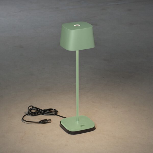 Konstsmide Lampă de masă LED Capri exterior, verde-gri, reglabil, Verde, Camera de zi / sufragerie, Metal, Modern