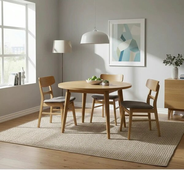 Scaun bucatarie stil scandinav CD61, gri/stejar, stofa clasica/lemn, 4