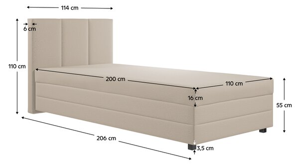 KONDELA Pat tip boxspring, pat de o persoană, bej, 110x200, universal, ALEXA
