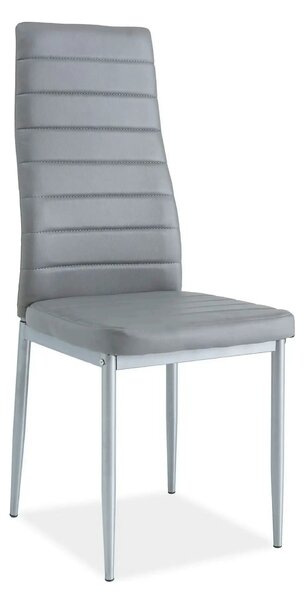 Scaun tapitat H261, gri/aluminiu, piele ecologica/metal, 40X38X96 cm