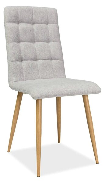 Scaun tapitat Otto, gri/stejar, stofa clasica/metal, 39X44X94 cm
