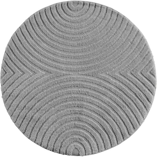 Covor Rotund VivaDeco Art V2, D80 cm, Silver, 100% Polipropilena, Fir 8 mm, 1900 g/mp, OEKO-TEX Standard 100
