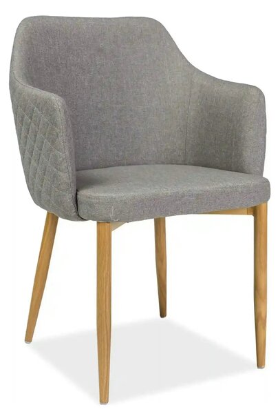 Scaun ASTOR, gri/stejar, stofa/metal, 46x46x84 cm