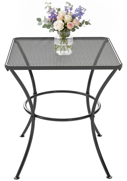 Outsunny Masuta pentru Gradina din Otel cu Blat Perforat, Masuta Patrata pentru Exterior 45x45x50 cm, Negru | AOSOM RO