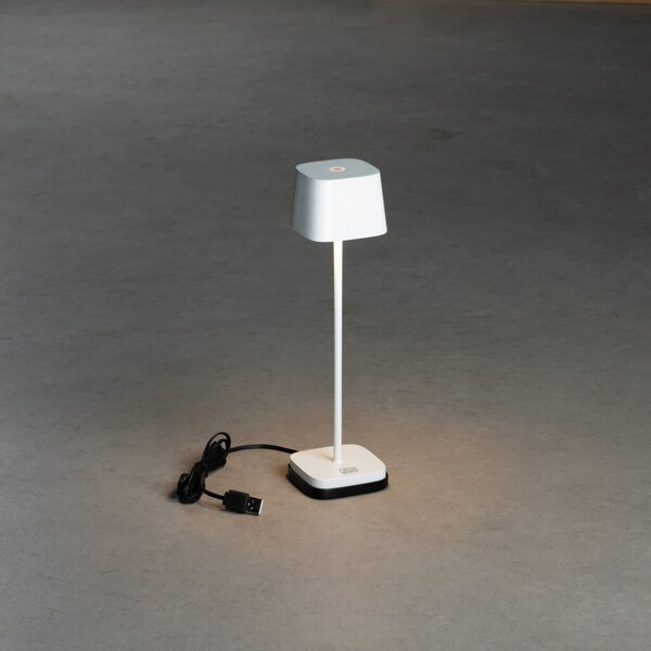 Konstsmide Lampă de masă LED Capri-Mini exterior, alb, reglabil, Alb, Camera de zi / sufragerie, Metal, Modern
