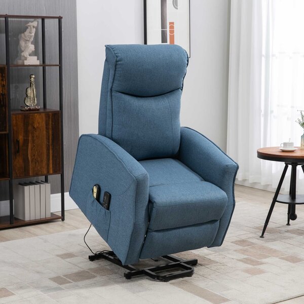 HOMCOM Fotoliu Recliner cu 8 Puncte de Masaj, Rabatabil la 135° cu Suport pentru Picioare, 74,5x87,5x110 cm, Albastru | Aosom Romania