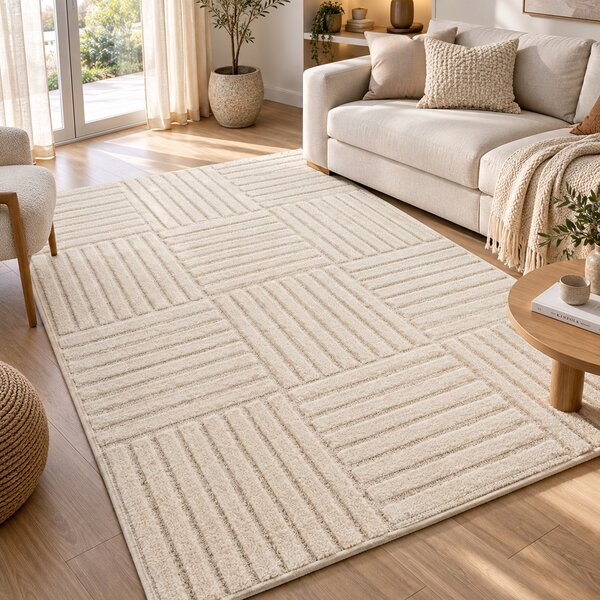 Covor VivaDeco Art V3, 120 x 170 cm, Crem, 100% Polipropilena, Fir 8 mm, 1900 g/mp, OEKO-TEX Standard 100