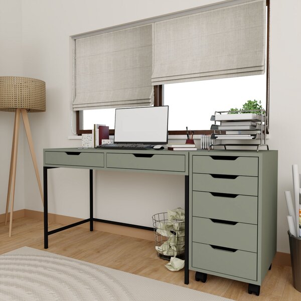 Masă PC cu container de birou Worky (verde). 1144767