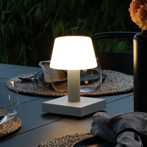 Konstsmide Lampă de masă LED Monaco exterior, acumulator, alb, reglabil, Alb, Metal, Modern