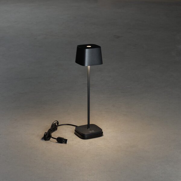 Konstsmide Lampă de masă LED Capri-Mini exterior, negru, reglabil, Negru, Camera de zi / sufragerie, Metal, Modern