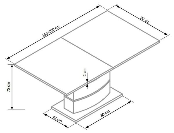 Masa living extensibila NOBEL, alb, 160/200x90x75 cm