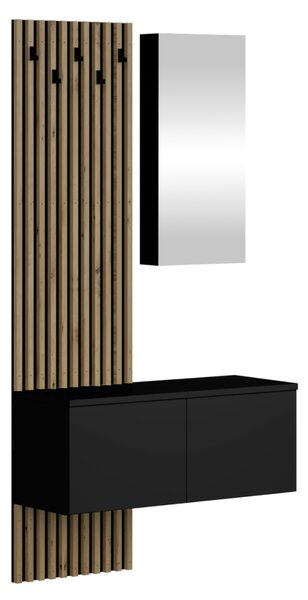KONDELA Set de hol, stejar negru/artisan, REBEKA