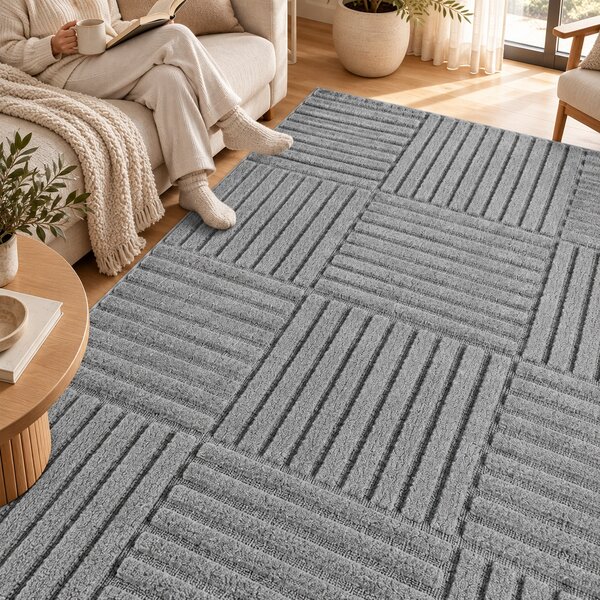 Covor VivaDeco Art V3, 120 x 170 cm, Silver, 100% Polipropilena, Fir 8 mm, 1900 g/mp, OEKO-TEX Standard 100