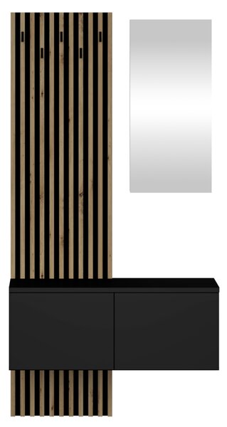 KONDELA Set de hol, stejar negru/artisan, REBEKA