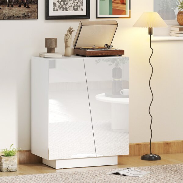 HOMCOM Dulap Multifuncțional cu 3 Nivele, Design Modern din PA Alb, Poliță Reglabilă, Bază Înălțată, 70x40x88 cm | Aosom Romania