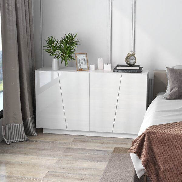 Dulap multifunctional HOMCOM cu 5 niveluri din PA alb cu polita reglabila pe 3 niveluri si baza inaltata, 150x40x88 cm | Aosom Romania