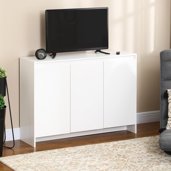 HOMCOM Bufet Modern cu 12 Rafturi, PAL, pentru Bucătărie, Sufragerie, Hol, 120x35x85 cm, Alb, Spațiu Amplu de Depozitare | Aosom Romania
