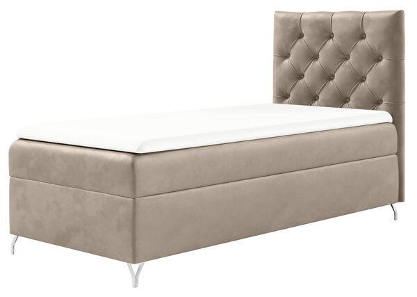 KONDELA Pat cu boxspring, 90x200, ţesătură bej Velvet, pe dreapta, GULIETTE + cadou