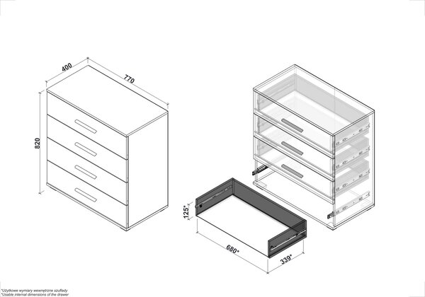 Comoda Lima KM3, alb, PAL, 77x40x82 cm