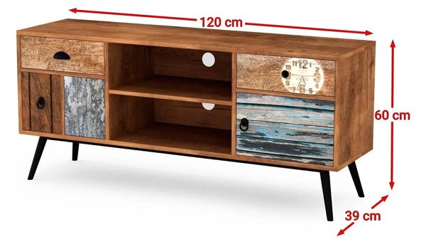 Comoda TV MEZO, multicolor, PAL/otel, 120x39x60 cm
