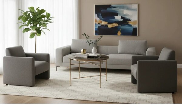 Masuta Isabelle, negru cu efect de marmura/bej, sticla/otel, 60x60x45