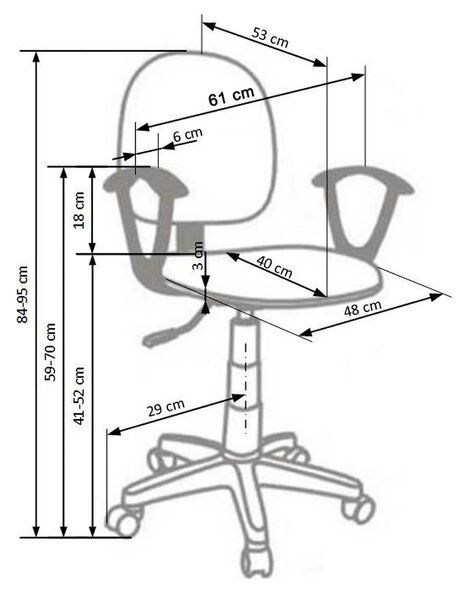 Scaun de birou pentru copii DARIAN BIS, gri, stofa/metal/plastic, 61x5