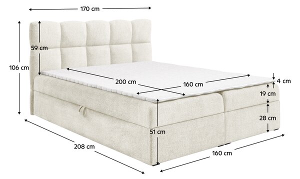 KONDELA Pat boxspring, 160x200, crem, NEGRY