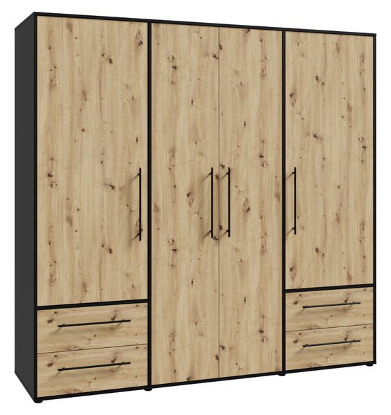 KONDELA Dulap, stejar artisan/negru, MOSKA TYP 2