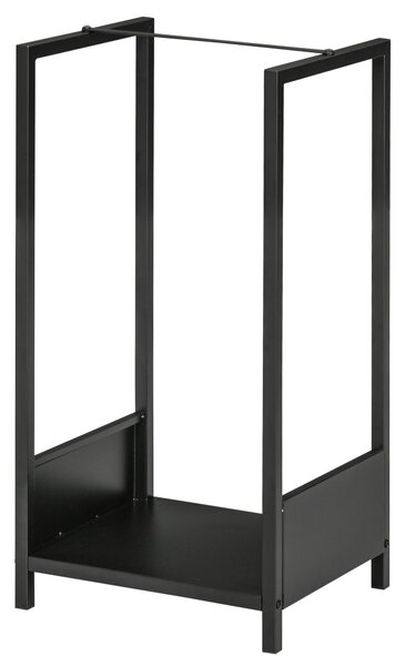 Outsunny Raft pentru Busteni pentru Exterior si Interior din Otel, Suport pentru Lemne Modern cu Baza Inaltata, 39x35x76cm, Negru | Aosom Romania