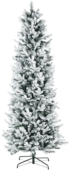 HOMCOM Pom de Craciun Artificial Inalt de 225cm,Decor de Sarbatori cu 988 Ramuri Inzapezite, Deschidere Automata, Baza de Otel, Verde