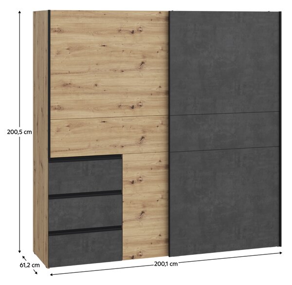 KONDELA Dulap, stejar artisan/gri închis beton, VIOLO