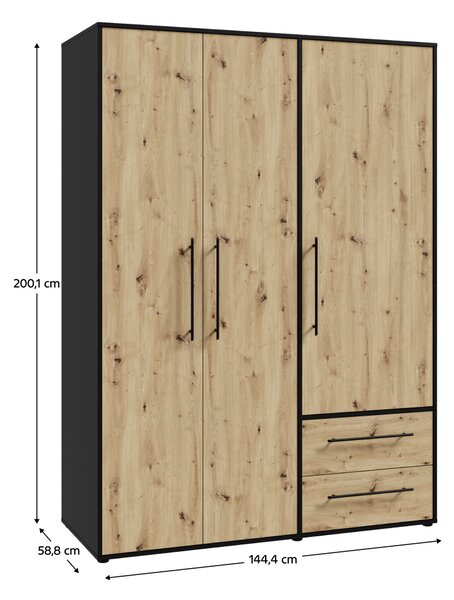 KONDELA Dulap, stejar artisan/negru, MOSKA TYP 1