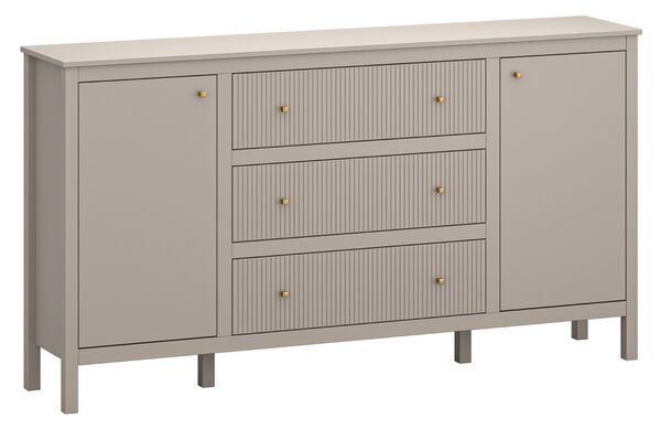KONDELA Comodă gri-maroniu Taupe/stejar craft auriu, KLIO 2D3S