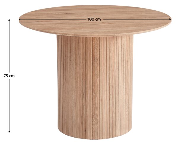 KONDELA Masă de sufragerie, stejar, diametru 100 cm, PAOLO
