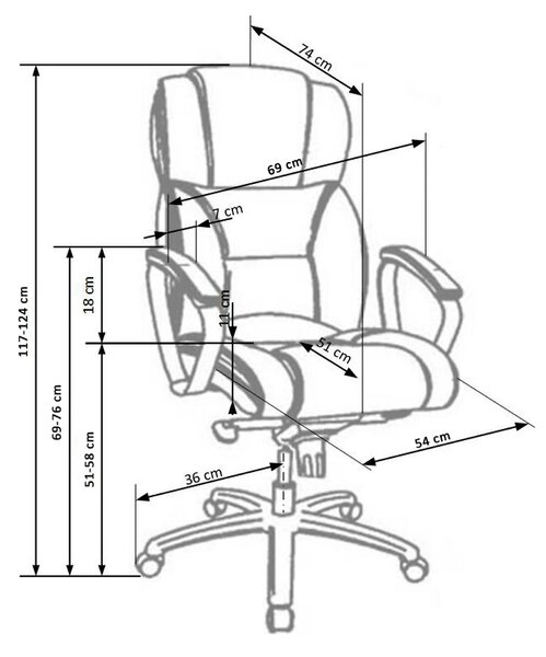 Scaun birou comod FOSTER, negru, piele ecologica/PVC, 69x74x117/124 cm