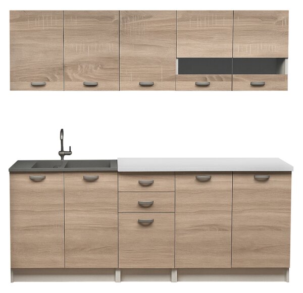KONDELA Mobilier de bucătărie, 2 m, stejar sonoma/alb, ANITA NEW