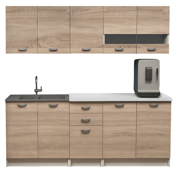 KONDELA Mobilier de bucătărie, 2 m, stejar sonoma/alb, ANITA NEW