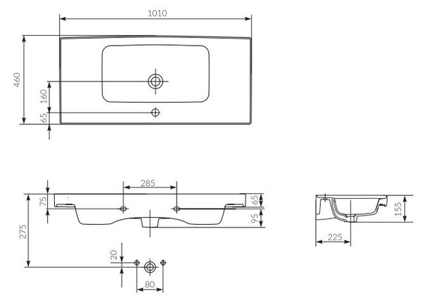 Cersanit Crea, dulap de perete cu chiuveta 100cm, set B117, stejar, S801-290