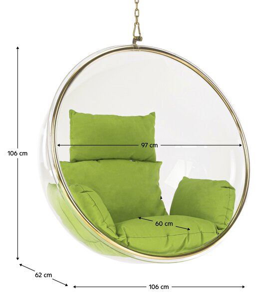 KONDELA Scaun suspendat, transparent/ auriu/ verde, BUBBLE NEW TIP 1