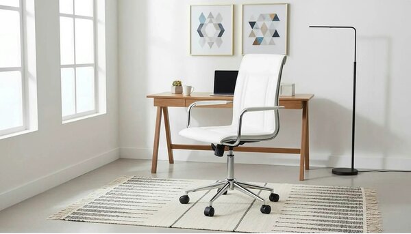 Scaun de birou PORTO 2, alb, piele ecologica, 53x57x97/107 cm