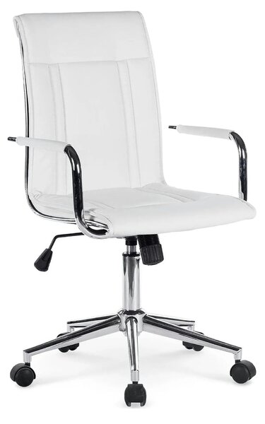 Scaun de birou PORTO 2, alb, piele ecologica, 53x57x97/107 cm