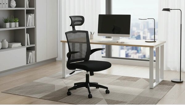 Scaun de birou VALOR, negru/gri, stofa mesh/metal, 64x62x115/125 cm
