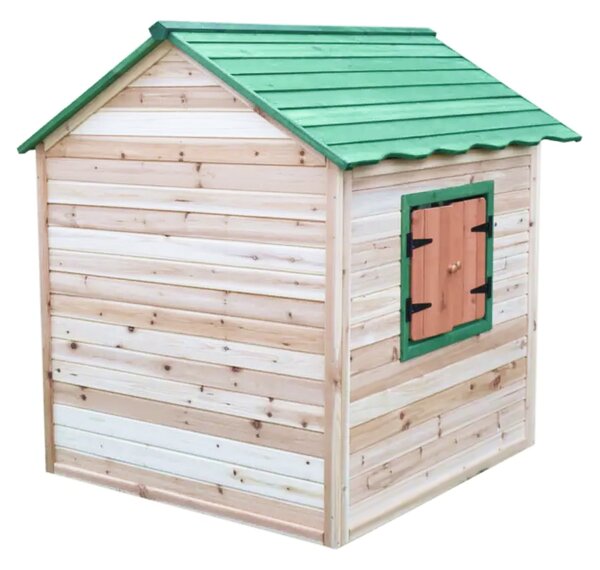 KONDELA Căsuţă de grădină din lemn pentru copii, verde/naturală, UDIM