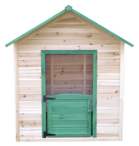 KONDELA Căsuţă de grădină din lemn pentru copii, verde/naturală, UDIM