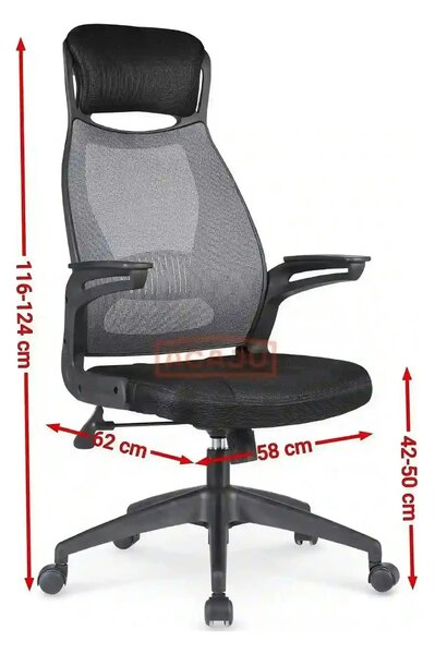 Scaun de birou SOLARIS, negru/gri, stofa mesh/metal/plastic, 58x62x116