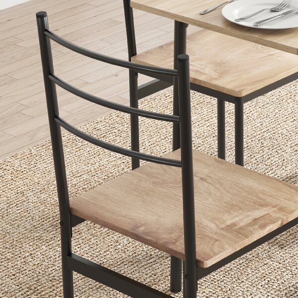 HOMCOM Set din 5 Piese cu Masă de Bucătărie Dreptunghiulară și 4 Scaune Moderne din MDF și Oțel, 110x70x75 cm , Maro | Aosom Romania