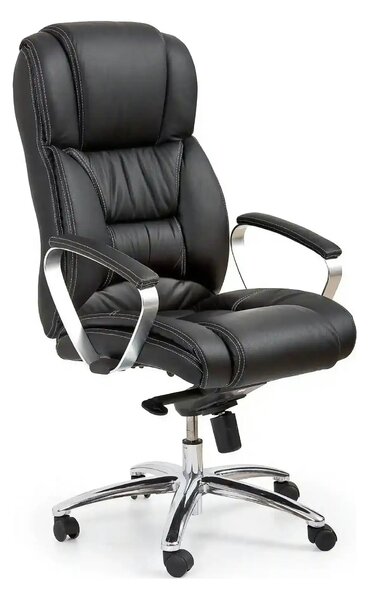 Scaun birou comod FOSTER, negru, piele ecologica/PVC, 69x74x117/124 cm