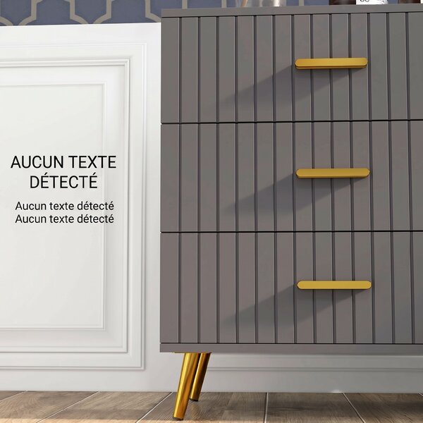 HOMCOM Comodă pentru Dormitor, Dulap Modern cu 3 Sertare, Sertar de Depozitare cu Picioare din Aluminiu, 60x40x71.5 cm, Gri Închis