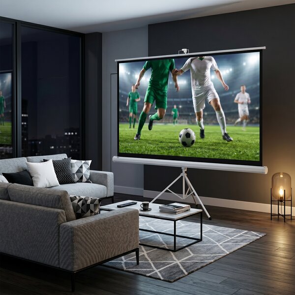 HOMCOM Ecran Proiecție Portabil 84 Inch, Suport Inclus, Ecran 4K HD 16:9, Vizionări Exterioare/Interioare | Aosom Romania